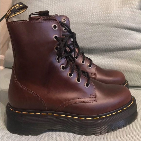 NWT Dr. Martens Jadon Brown Pull Up Leather Boots - Picture 2 of 8